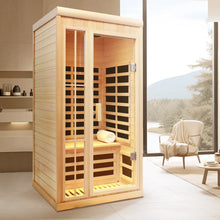 Deluxe version Plus One person Far infrared Hemlock Sauna room with LED colour lights | D0102HQACIU