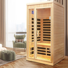 Deluxe version Plus One person Far infrared Hemlock Sauna room with LED colour lights | D0102HQACIU