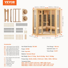 VEVOR Far Infrared Wooden Sauna Room Home Sauna Spa for 3 to 4 Person 2470W | D0102HAJFJX