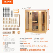 VEVOR Far Infrared Wooden Sauna Room Home Sauna Spa for 3 to 4 Person 2580W | D0102HS09Q8