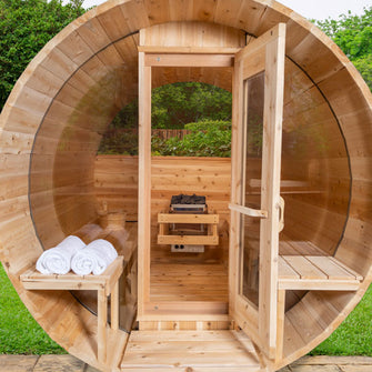 Dundalk Leisurecraft CT Wood Burning Serenity MP Barrel Sauna 4 Person | CTC2245MPW