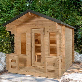 Dundalk LeisureCraft CT Electric Heated Georgian Cabin Sauna with Porch 6 Person | CTC88PE