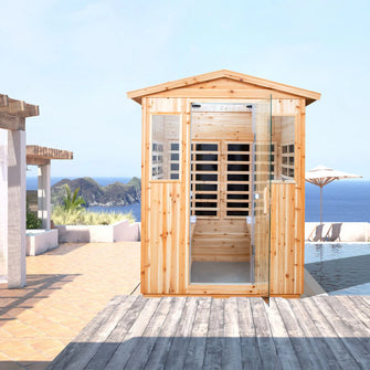 Old Fir Wood Far Infrared Outdoor Sauna Room For 3 To 4 Person | D0102XFJIN8