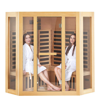 VEVOR Far Infrared Wooden Sauna Room Home Sauna Spa for 3 to 4 Person 2470W | D0102HAJFJX